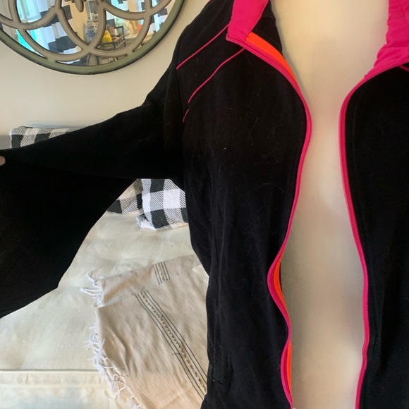 Catherine’s black with hot pink detail athletic jacket, long sleeves. 1X - Picture 3 of 5